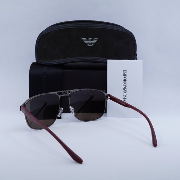 Emporio Armani EA2144 336673 Rectangle Sunglasses - Gunmetal/Burgundy - Picture 5 of 11